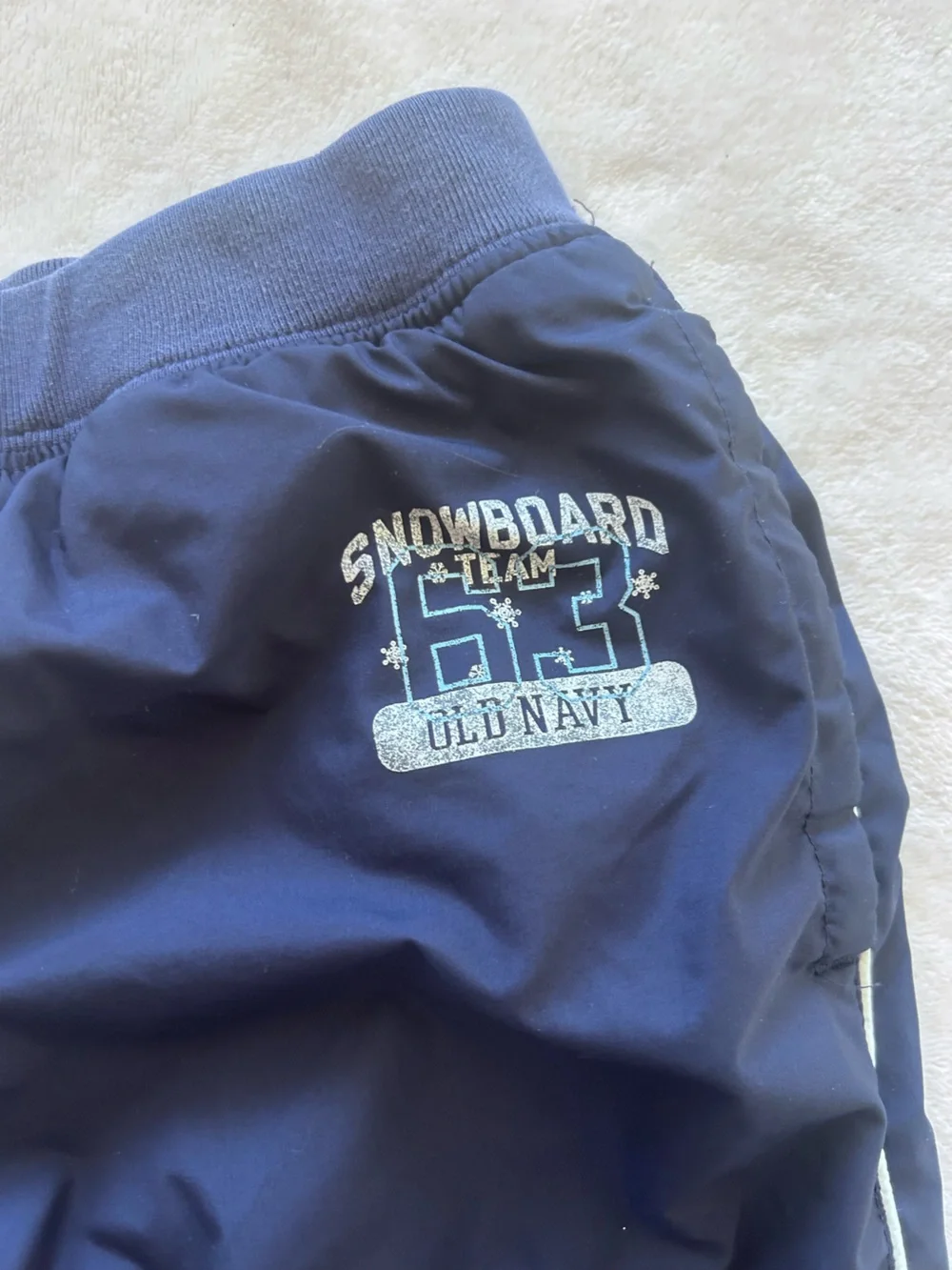 Old Navy Vintage Y2K Navy Blue Girls Jogger Track Pants with White Piping